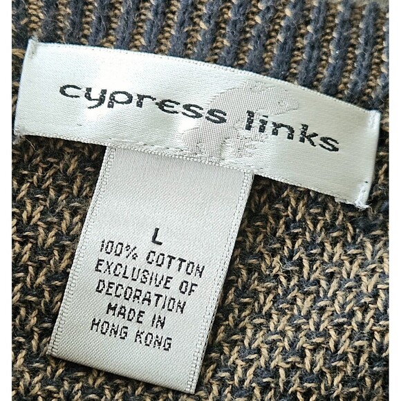 Vtg Mens Argyle Embroidered Golf Sweater Grandpa Preppy Academia 100% Cotton L - Picture 6 of 9